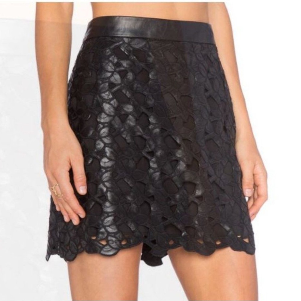 Leather Lace Black Mini Skirt
